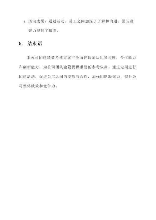 公司团建绩效考核方案