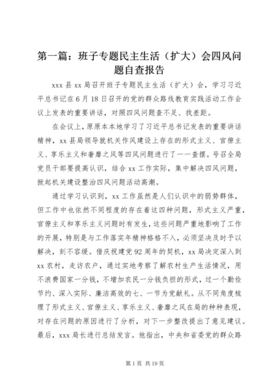 第一篇：班子专题民主生活（扩大）会四风问题自查报告.docx
