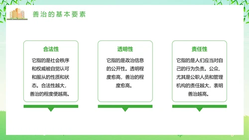 绿色清新卡通风社区治理动态PPT模板