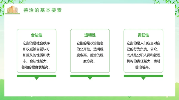 绿色清新卡通风社区治理动态PPT模板