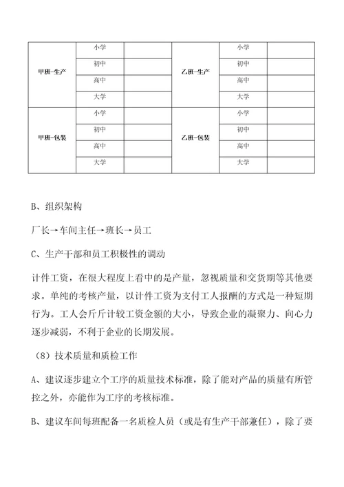 生产分析及改善建议