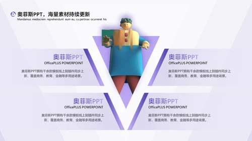 卡通风渐变紫插画风评优评先PPT套装