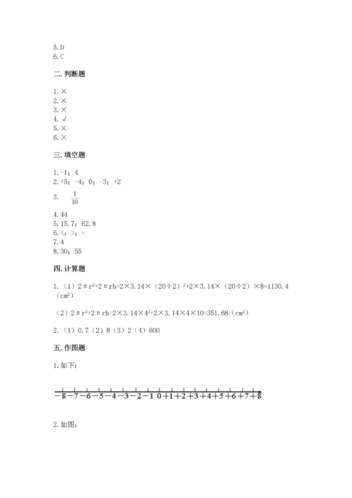 人教版六年级下册数学期末测试卷含答案【黄金题型】.docx