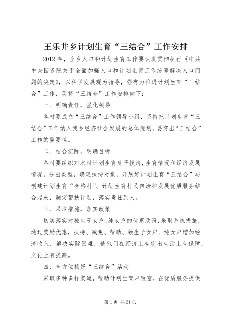 王乐井乡计划生育“三结合”工作安排.docx