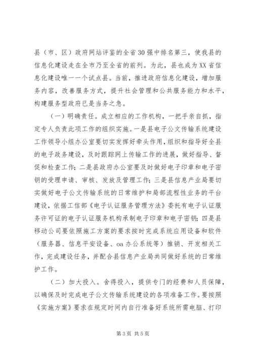 副县长在电子公文传输工作会发言.docx