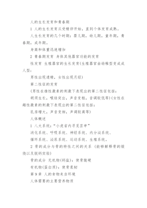 苏教版七年级生物下册知识点总结.docx