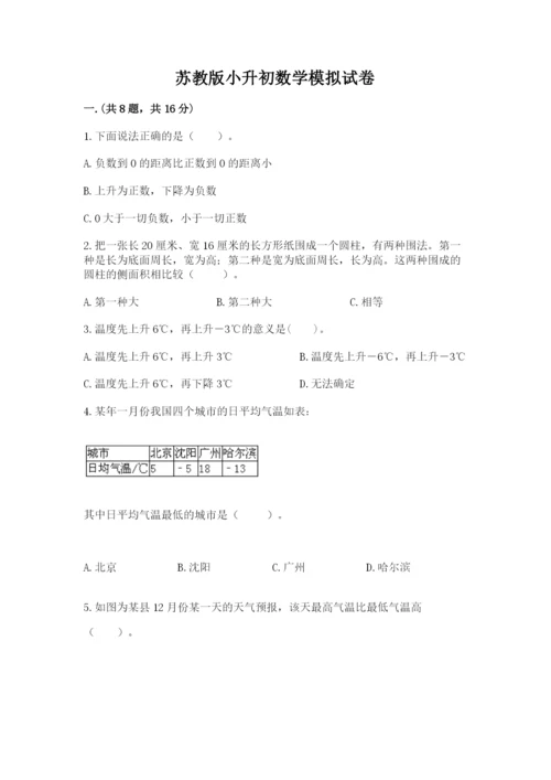 苏教版小升初数学模拟试卷附参考答案（实用）.docx