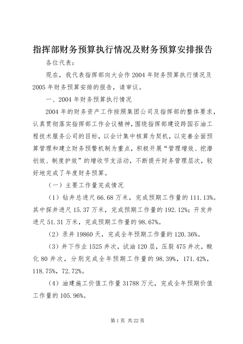 指挥部财务预算执行情况及财务预算安排报告 (6).docx