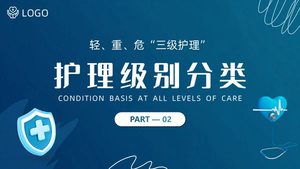 蓝色简约商务护士医务分级护理制度培训总结PPT