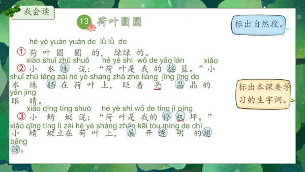【核心素养】部编版语文一年级下册-12. 荷叶圆圆 第1课时（课件）