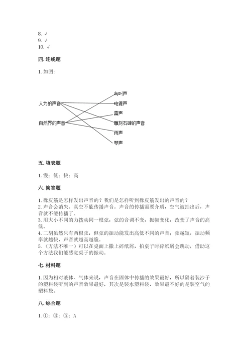 教科版科学四年级上册第一单元声音测试卷（精练）.docx