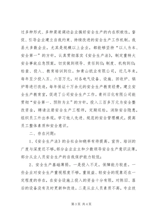 县政府贯彻执行安全生产法情况的调研汇报.docx