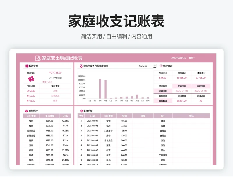 家庭个人记账管理系统