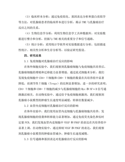 乳腺肿瘤微环境对治疗反应的影响