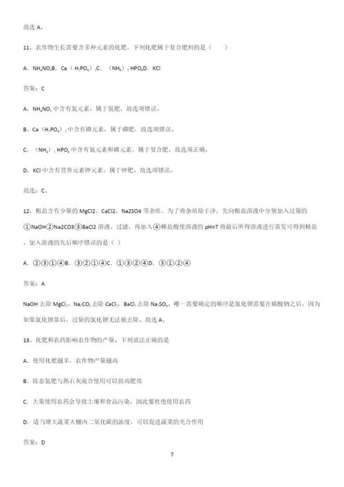 人教版2023初中化学九年级化学下册第十一单元盐化肥重点知识点大全.docx