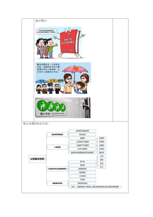 【核心素养目标】3.1 公民基本权利  教学设计（表格式）