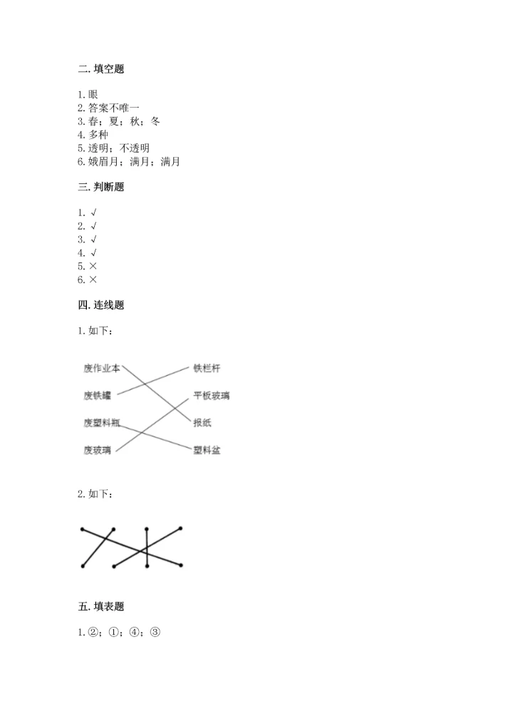教科版二年级上册科学期末测试卷汇总.docx