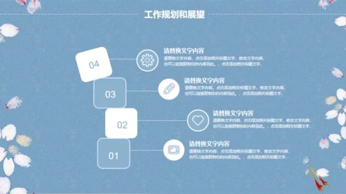 素雅樱花飞舞背景工作汇报通用PPT模版