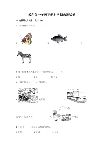 教科版一年级下册科学期末测试卷附参考答案【轻巧夺冠】.docx