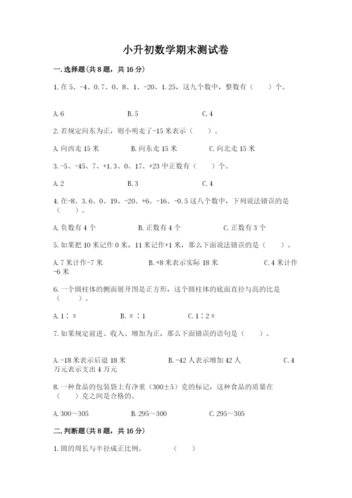 小升初数学期末测试卷精品（名校卷）.docx