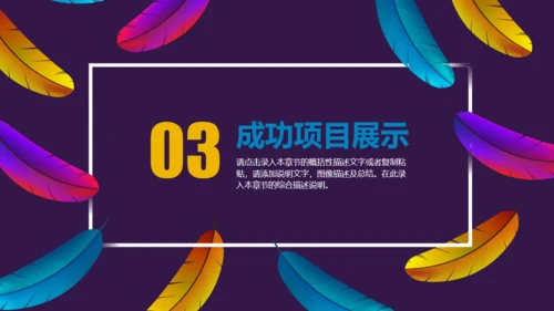 彩色羽毛时尚工作汇报模板