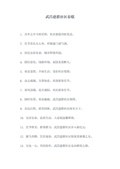 武昌建群社区春联