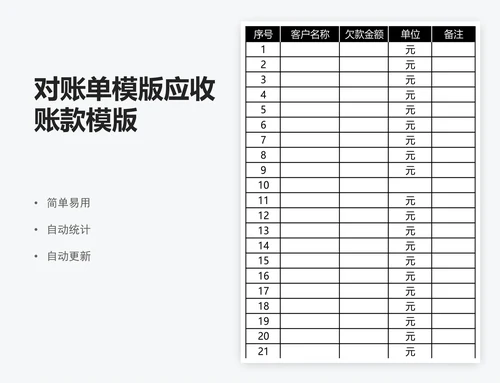 对账单模版应收账款模版