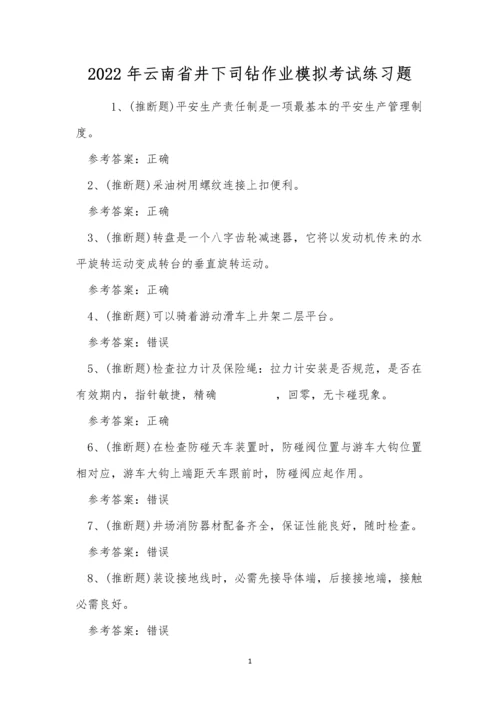 2022年云南省井下司钻作业模拟考试练习题.docx