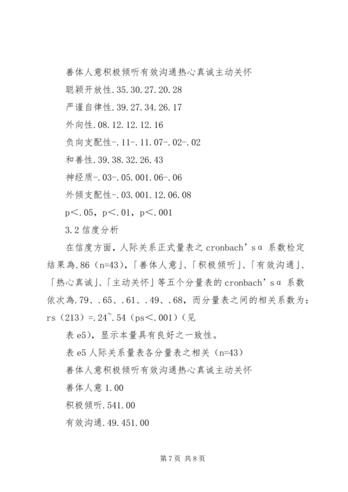 关于人际信任关系的问卷量表编制.docx