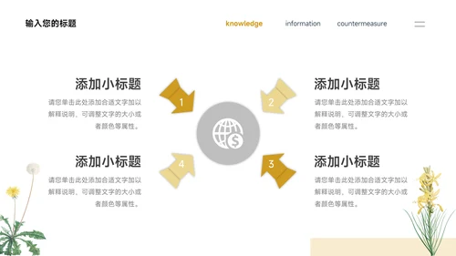 黄色简洁教学内容插画课件PPT模板