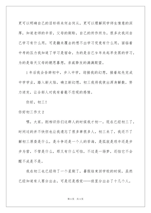2022你好初三作文.docx