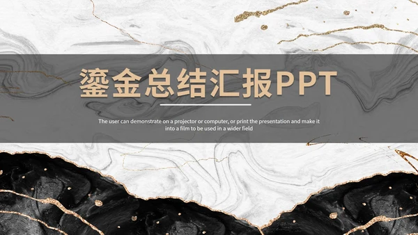 白色鎏金总结汇报PPT模板
