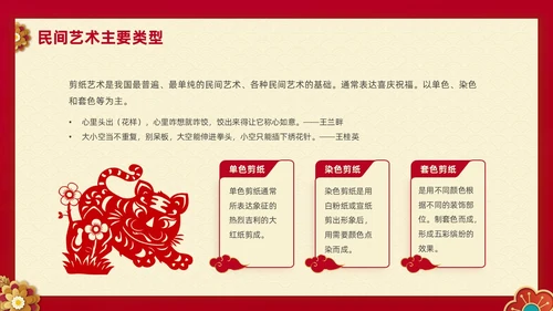 红色剪纸风喜庆中国传统民间艺术动态PPT