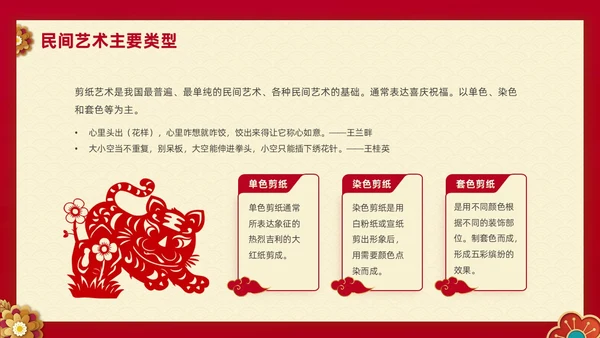 红色剪纸风喜庆中国传统民间艺术动态PPT