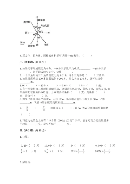 人教版数学六年级下册试题期末模拟检测卷【考点精练】.docx