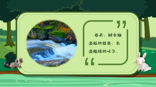 绿色卡通《美丽的小兴安岭》通用PPT课件