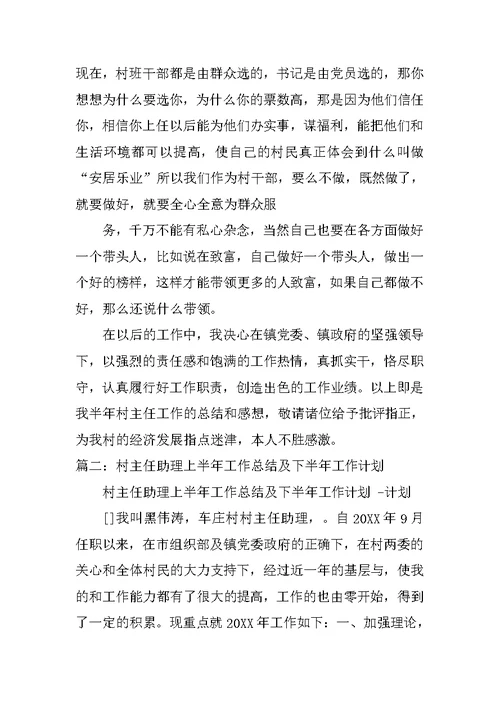 村主任上半年工作总结