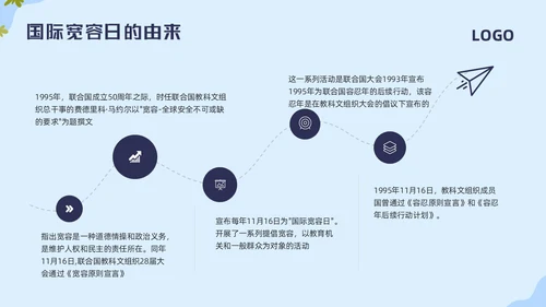 蓝色简约国际宽容日学习活动PPT模板宣传PPT动态PPT
