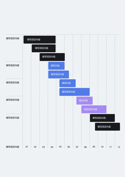 蓝紫色简约时间轴思维导图