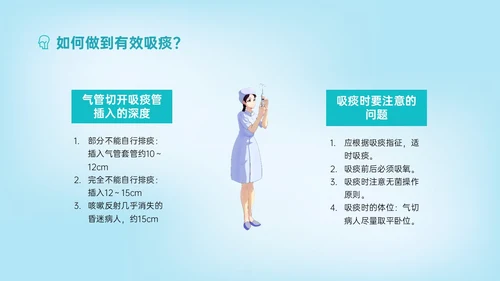 蓝色简约科技风吸痰护理培训PPT模板护理查房