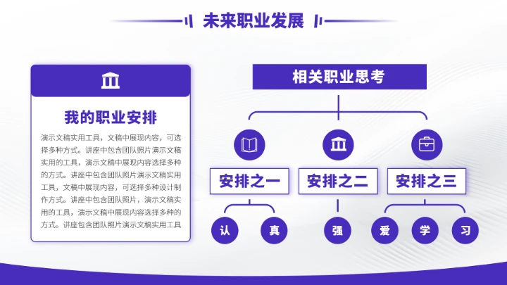蓝紫色大学生职业生涯规划PPT模板