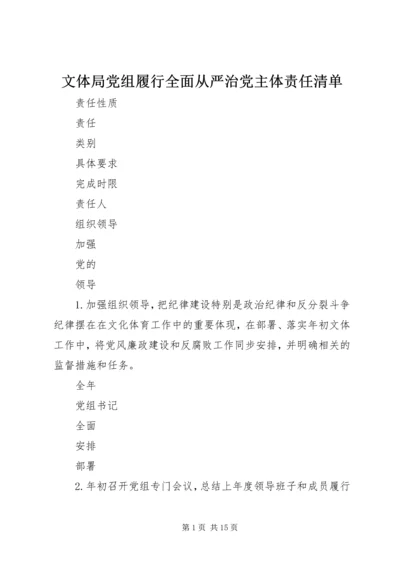 文体局党组履行全面从严治党主体责任清单.docx