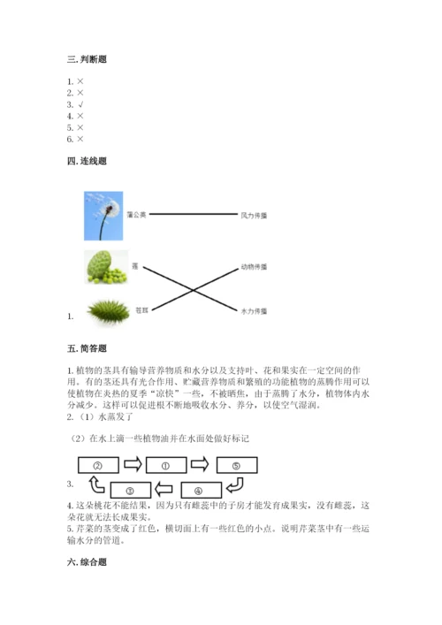 科学四年级下册第一单元植物的生长变化测试卷有完整答案.docx