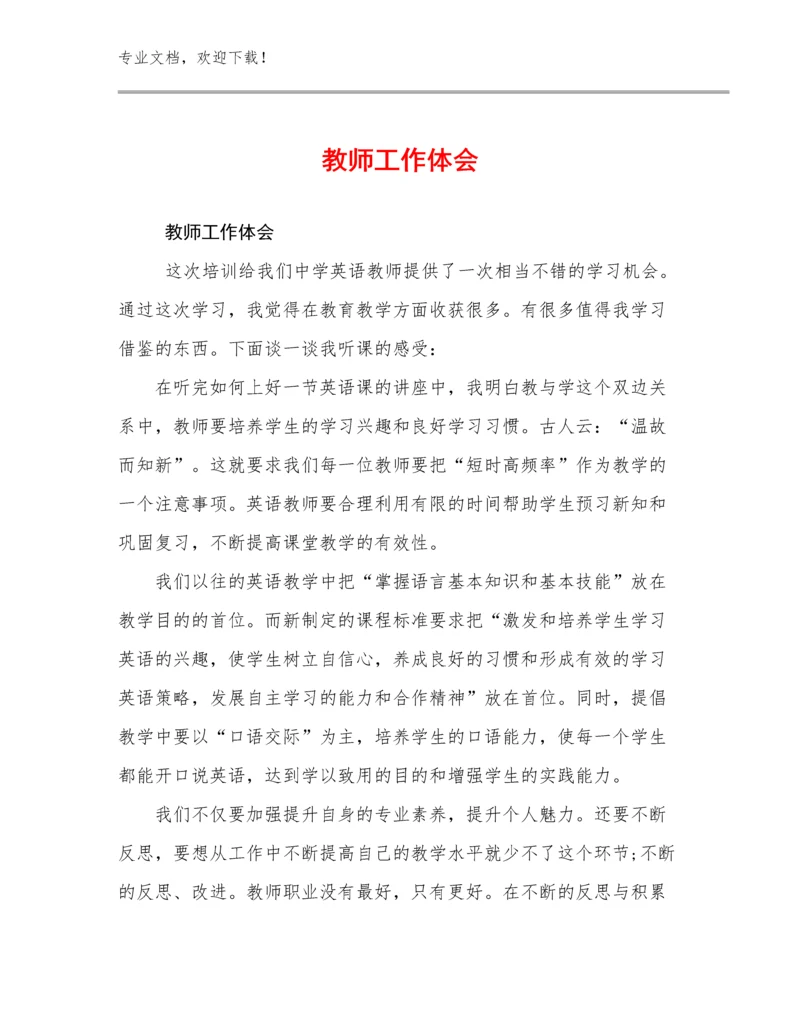 2024教师工作体会优选例文9篇.docx