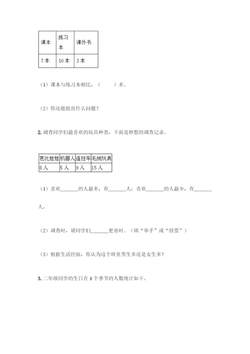 人教版二年级下册数学第一单元-数据收集整理-测试卷含答案【名师推荐】.docx