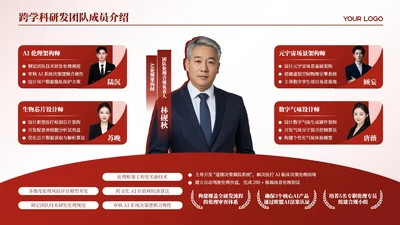 红色商务风5项团队成员介绍PPT单页