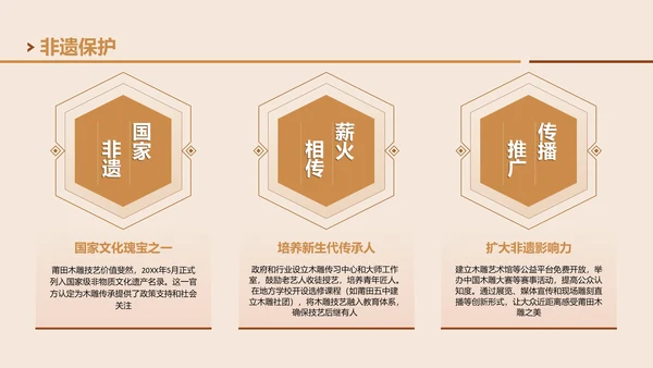 棕色国风非遗木雕的匠心雕刻PPT模板