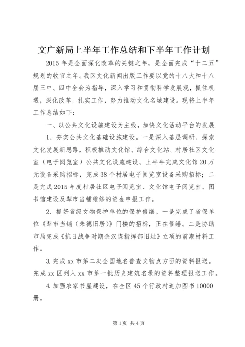 文广新局上半年工作总结和下半年工作计划.docx
