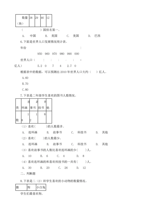人教版数学二年级下册-01数据收集整理-随堂测试习题06.docx