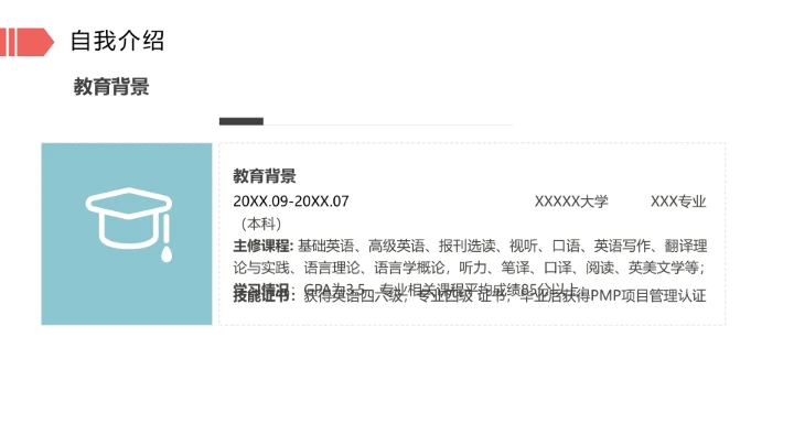 研究生复试自我介绍个人简历通用PPT模版